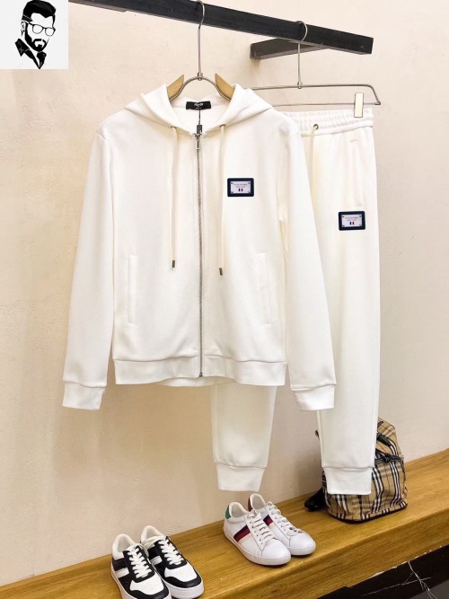 Dolce & Gabbana Witte Katoenen Trainingspak met Rits en Logo Patch - Comfortabel & Stijlvol 1 Dolce & Gabbana Witte Katoenen Trainingspak met Rits en Logo Patch - Comfortabel & Stijlvol