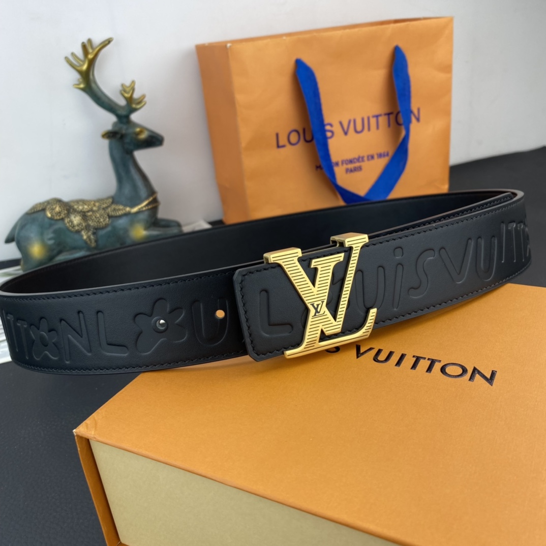 LV💕 特种皮腰带系列 ，原厂五金精品不锈钢扣，手感柔软舒适 宽3.8CM。