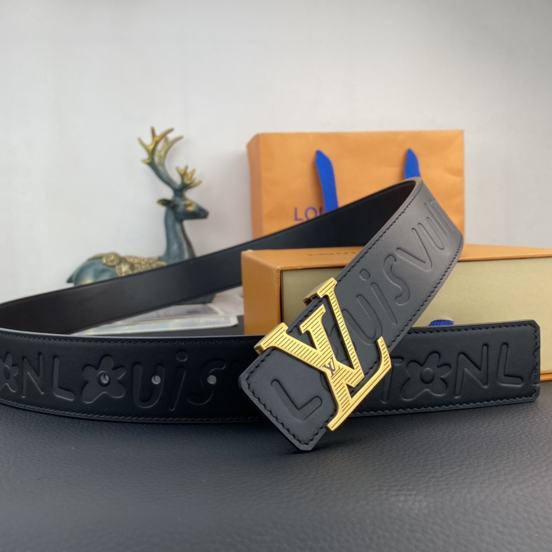 LV💕 特种皮腰带系列 ，原厂五金精品不锈钢扣，手感柔软舒适 宽3.8CM。