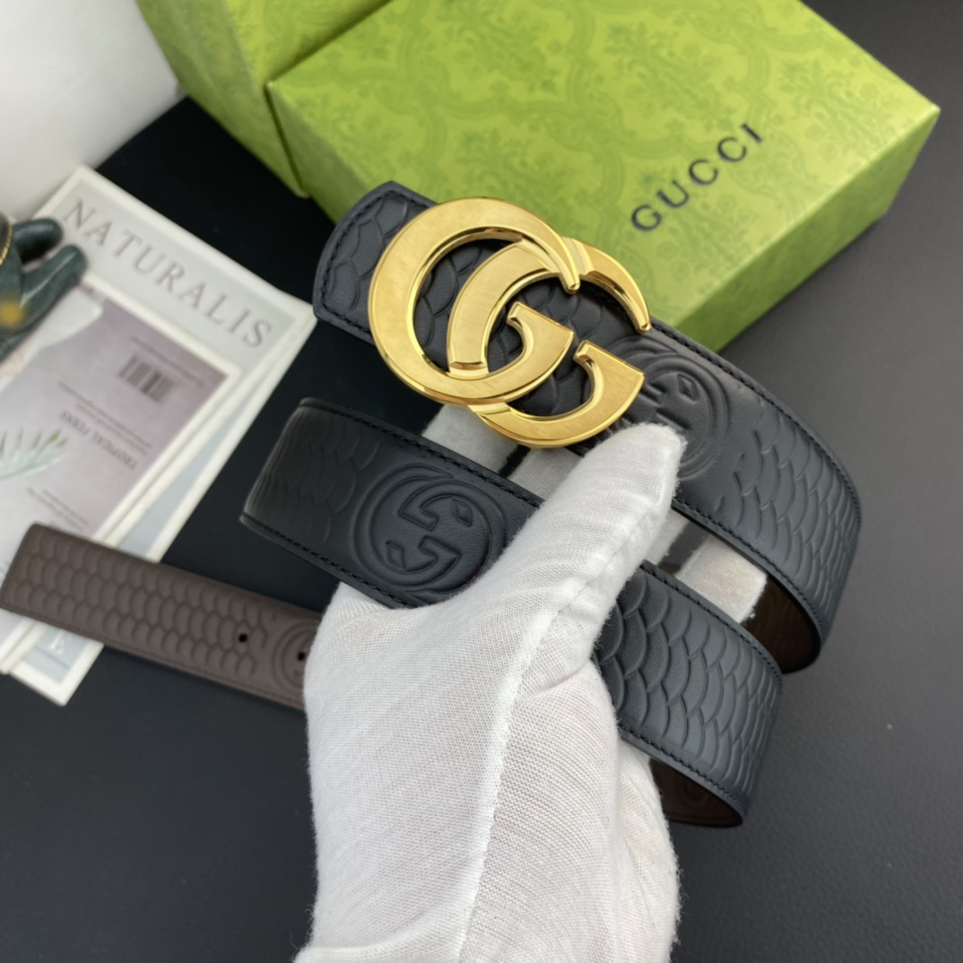 古奇💕 特种皮腰带系列 ，原厂五金精品不锈钢扣，手感柔软舒适 宽3.8CM。