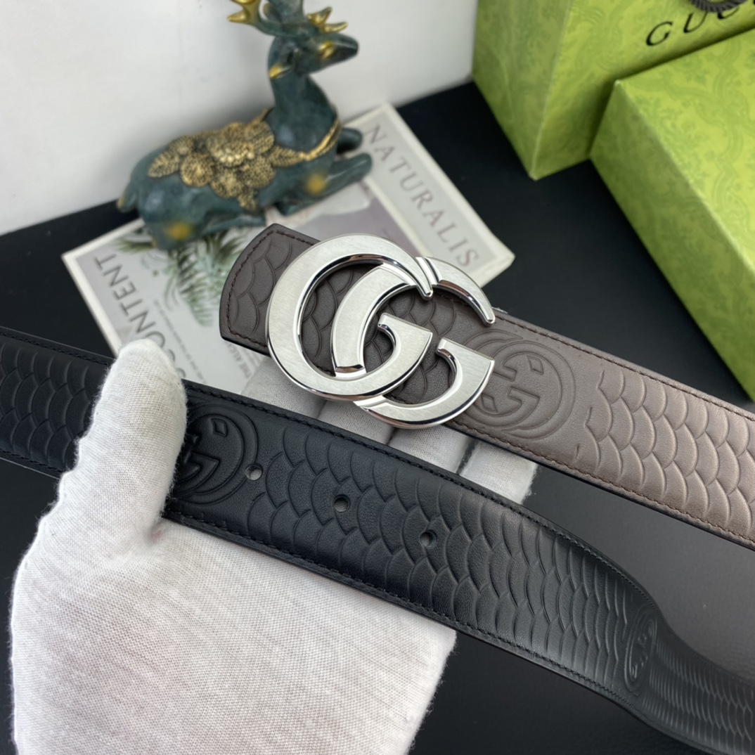 古奇💕 特种皮腰带系列 ，原厂五金精品不锈钢扣，手感柔软舒适 宽3.8CM。
