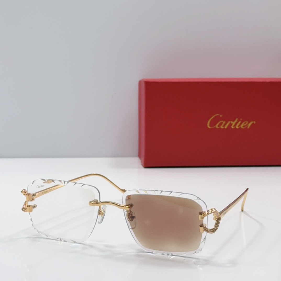 Cartier 无框 金属 方形 太阳镜