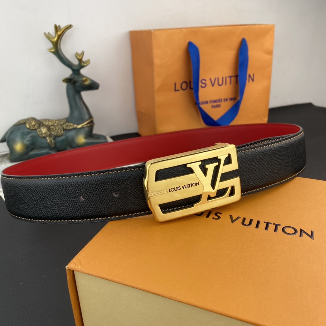 LV特种皮腰带系列原厂五金精品不锈钢扣手感柔软舒适宽3.8CM