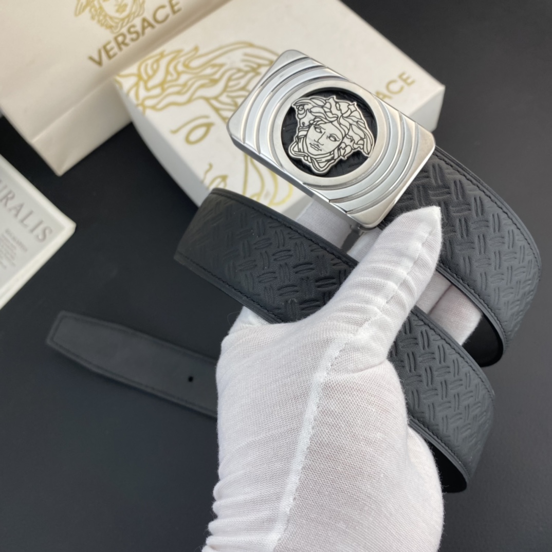范思哲特种皮腰带系列原厂五金精品不锈钢扣手感柔软舒适宽3.8CM