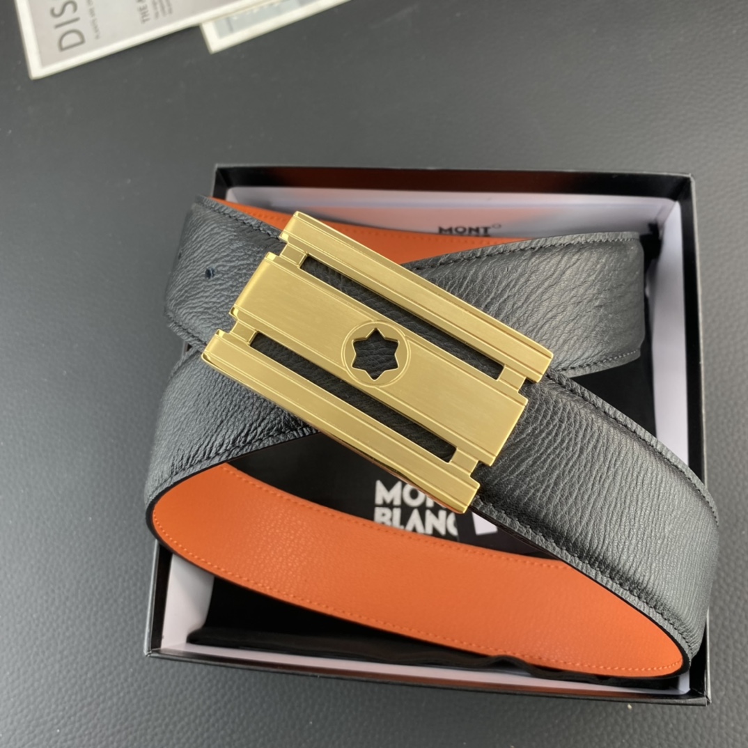 万宝龙💕 特种皮腰带系列 ，原厂五金精品不锈钢扣，手感柔软舒适 宽3.8CM。