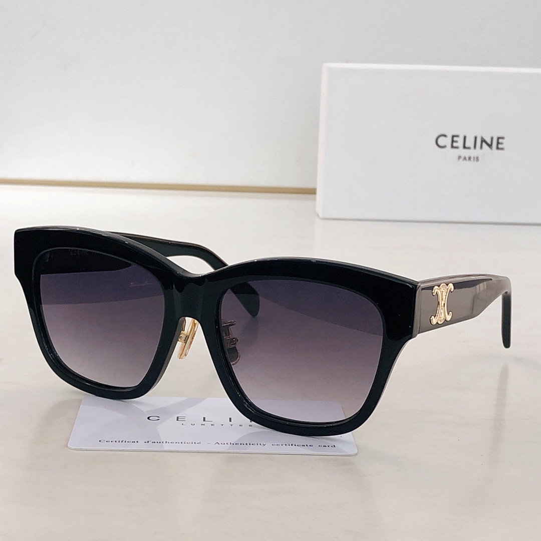 Lunettes de soleil CELINE en acétate noires forme œil-de-chat
