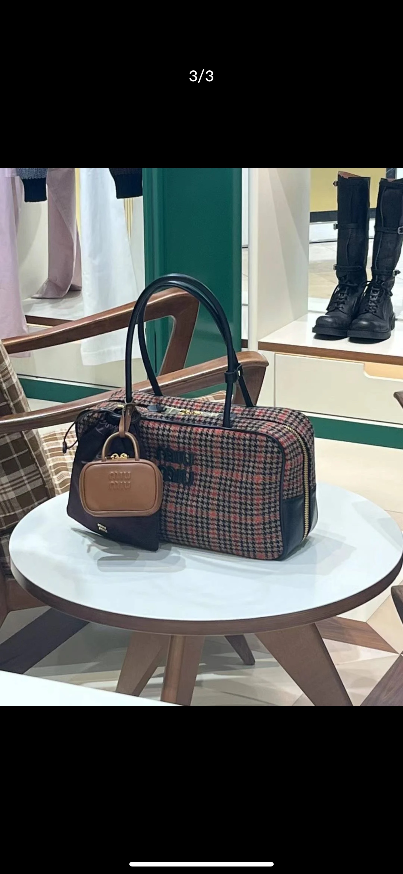 Miu Miu Olive green tartan, available now