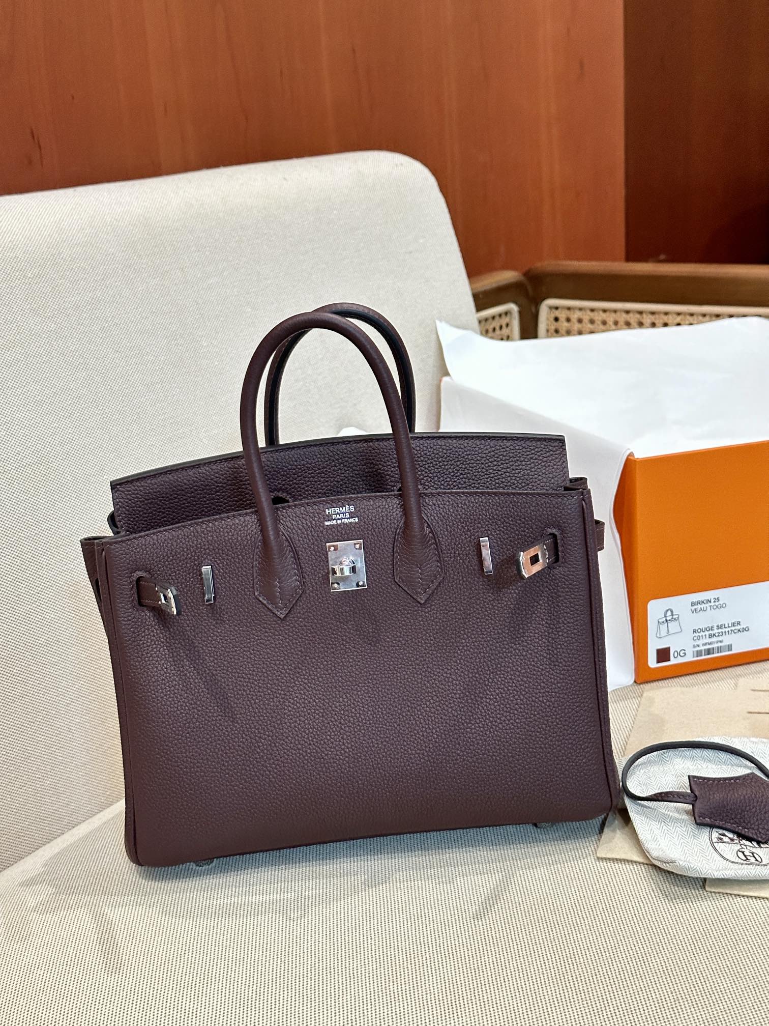 Hermes Birkin 25 Rouge Sellier 25cm everyday shoulder
