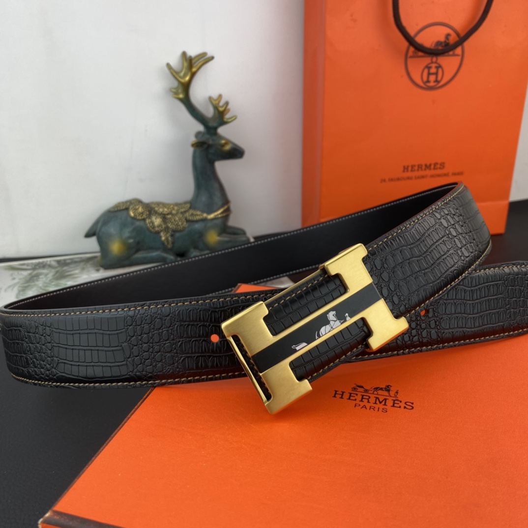 爱马仕💕 特种皮腰带系列 ，原厂五金精品不锈钢扣，手感柔软舒适 宽3.8CM。