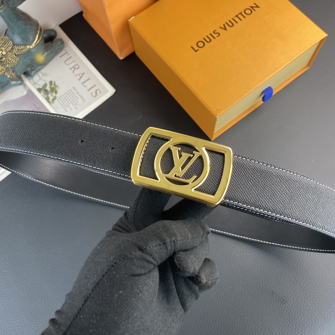LV💕 特种皮腰带系列 ，原厂五金精品不锈钢扣，手感柔软舒适 宽3.8CM。