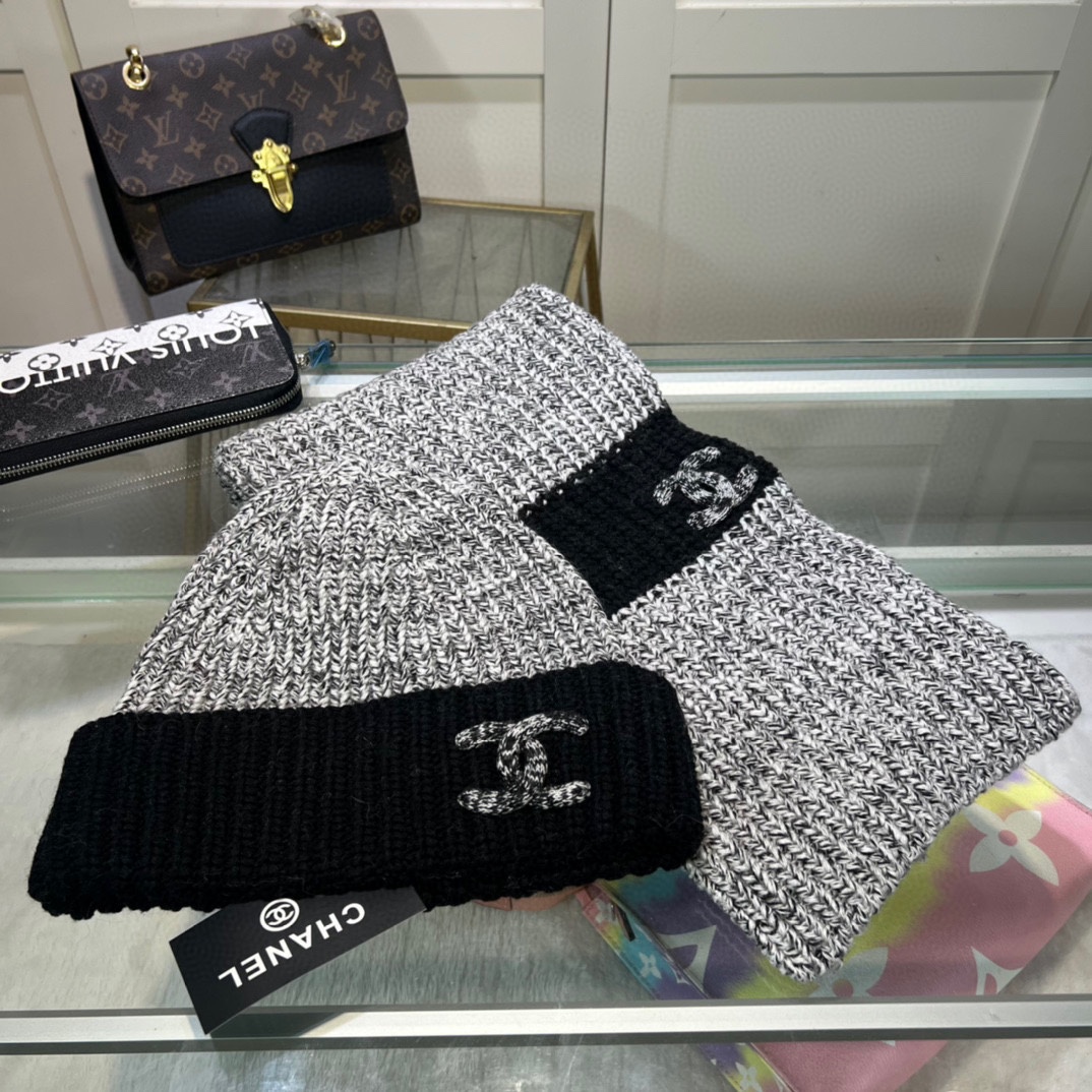 [Chanel Hats]Chanel official website new classic set hat.Hat and scarf First