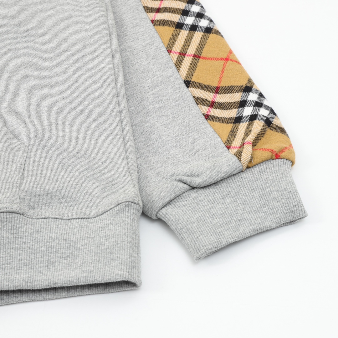 Burberry/巴宝莉 刺绣TB格纹拼接拉链卫衣外套