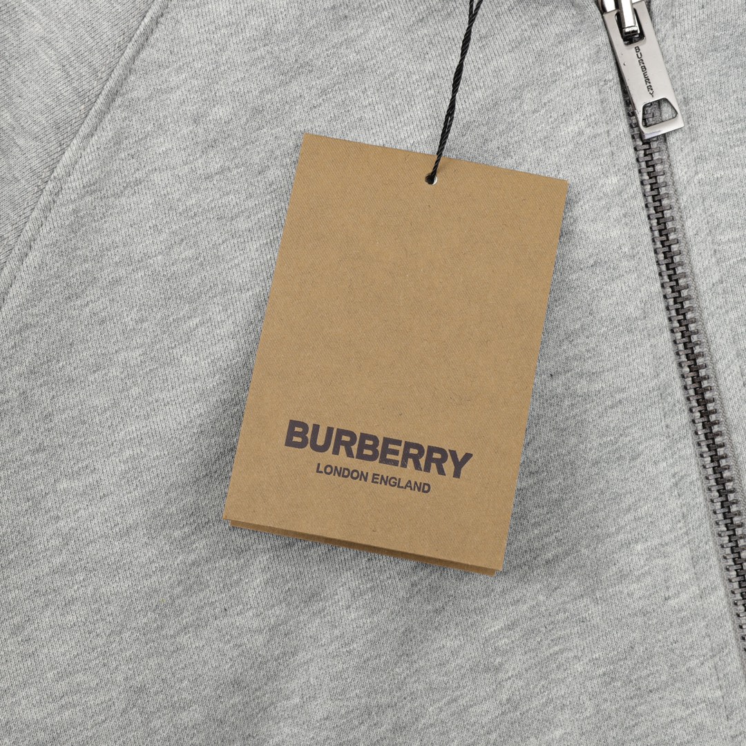 Burberry/巴宝莉 刺绣TB格纹拼接拉链卫衣外套