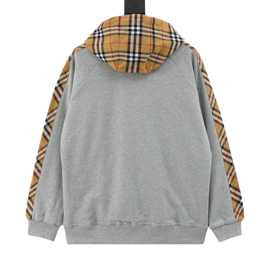 Burberry/巴宝莉 刺绣TB格纹拼接拉链卫衣外套