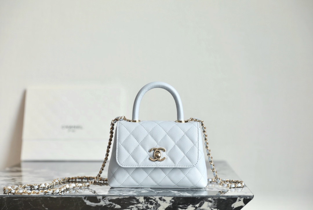 Chanel Mini Coco Handle Bag, Light Blue Impala Leather, Gold-Tone Hardware 2 i1734081529 4000 0
