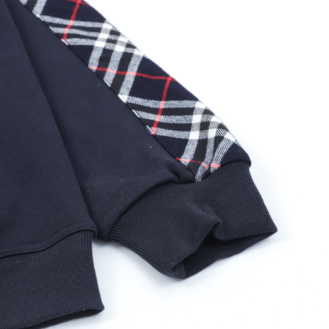 Burberry/巴宝莉 刺绣TB格纹拼接拉链卫衣外套