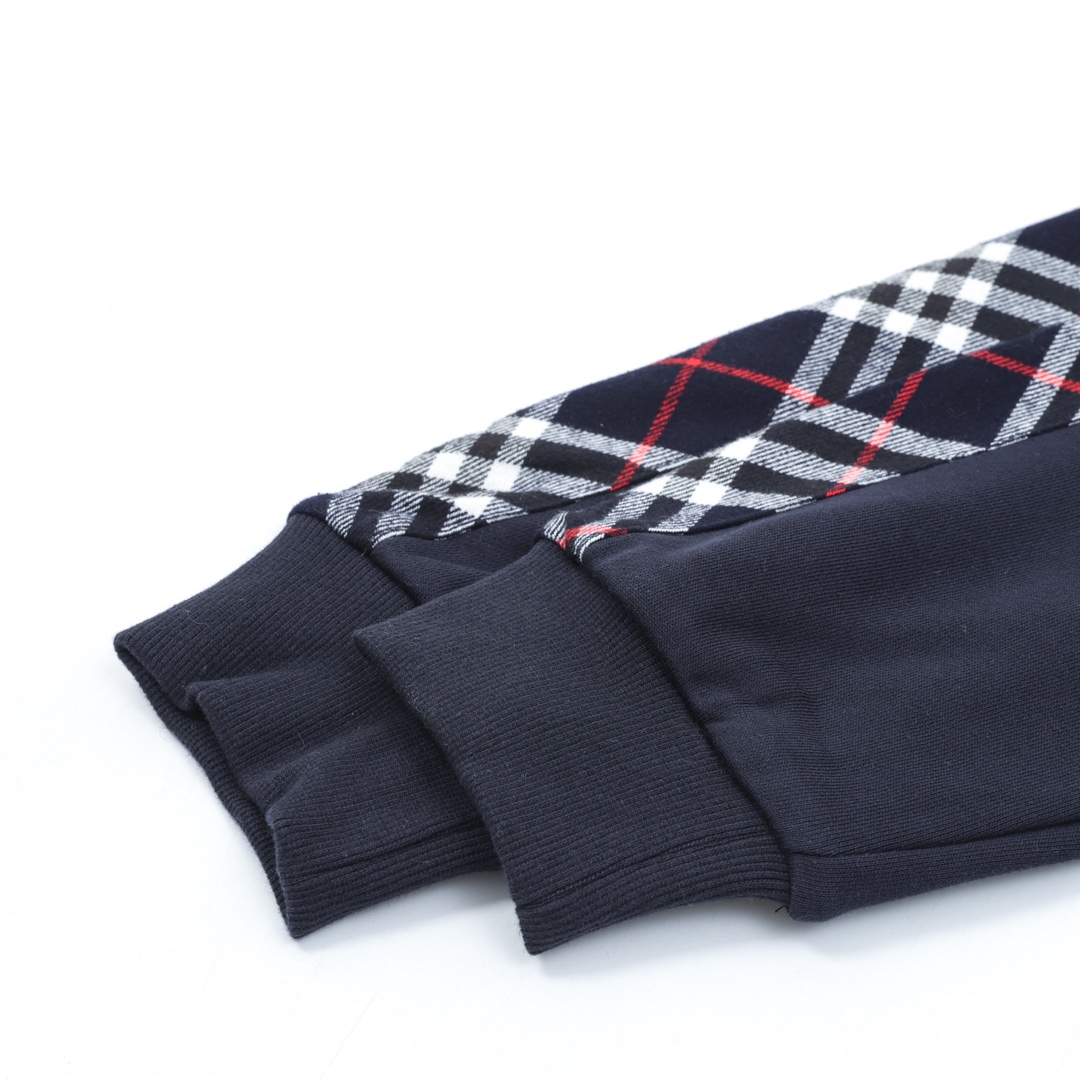 Burberry/巴宝莉 刺绣TB格纹拼接拉链卫衣外套