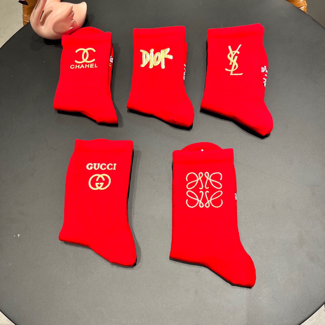New Classic Red Sox Stockings: Box of 5 Pairs with Synchronous Design. - 图片 3