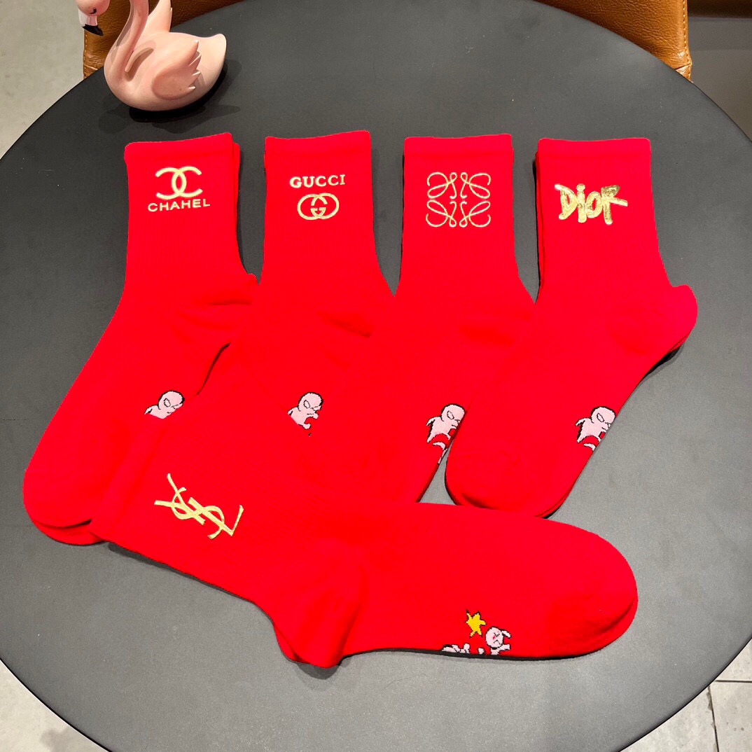 New Classic Red Sox Stockings: Box of 5 Pairs with Synchronous Design. - 图片 7
