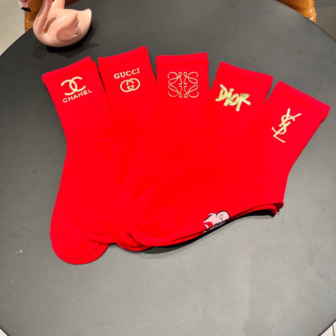 New Classic Red Sox Stockings: Box of 5 Pairs with Synchronous Design. - 图片 6