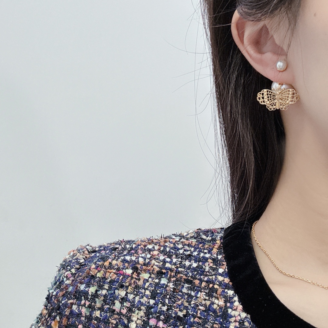 NO:102733,Dior 25 Early Spring Butterfly Pearl Small Beads Earrings, Dior Earrings, Dior, Dior, Earrings19860909迪奥25早春蝴蝶珍珠大小珠 耳环,Dior耳钉,dior,dior,earrings,Jewelry