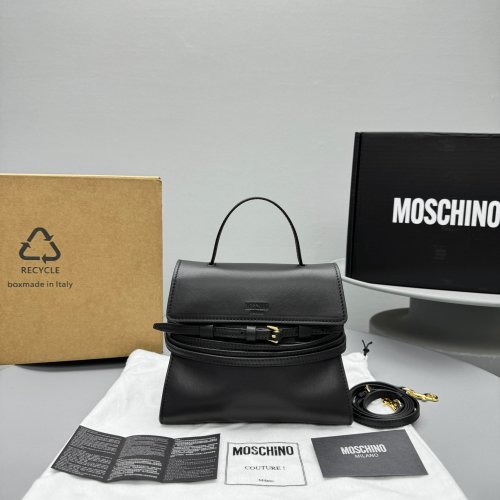 Moschino Tie Me Small Black Lambskin Handbag, 20x11x18cm 1 Moschino Tie Me Small Black Lambskin Handbag, 20x11x18cm