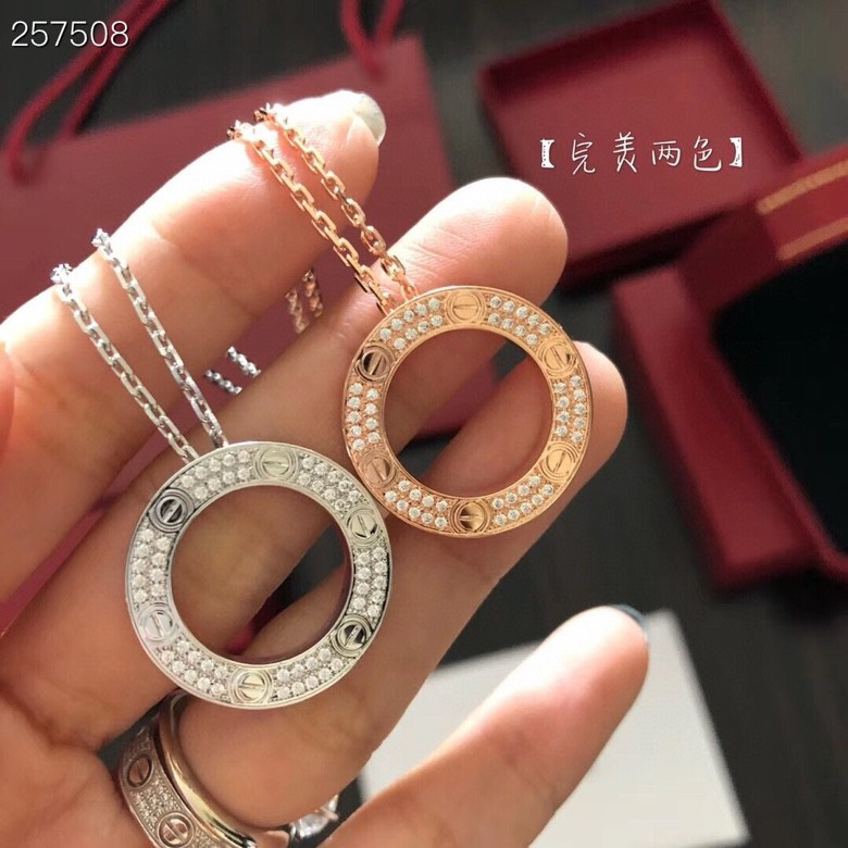 Cartier 满钻 版本 卡地亚 光面 满钻版 大饼项链 双面可佩戴