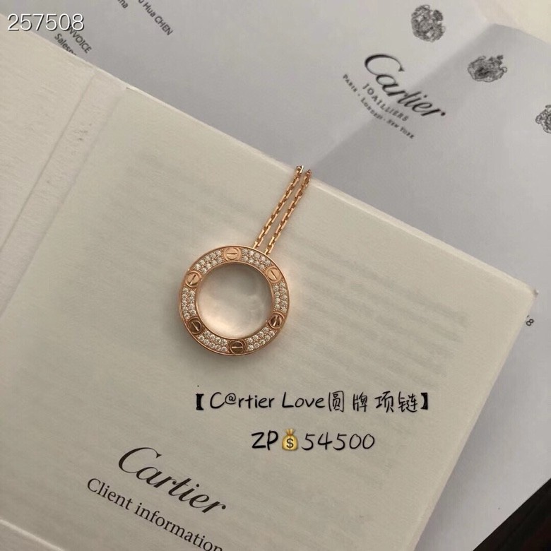 Cartier 满钻 版本 卡地亚 光面 满钻版 大饼项链 双面可佩戴