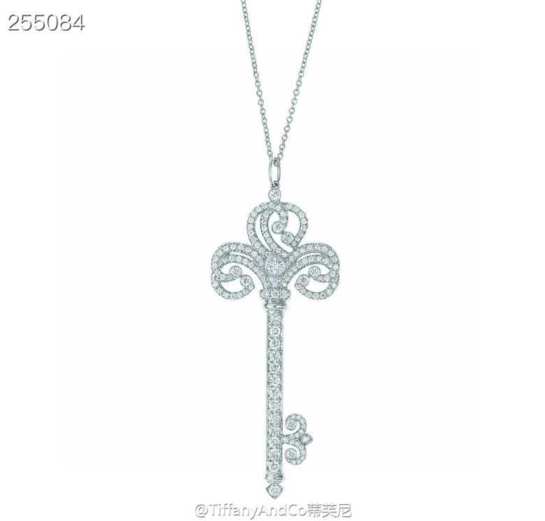Tiffany & Co. Enchant Heart心形皇冠钥匙项链 欧美同步长款毛衣链 细节赞爆～铺镶水晶绽放独有光彩