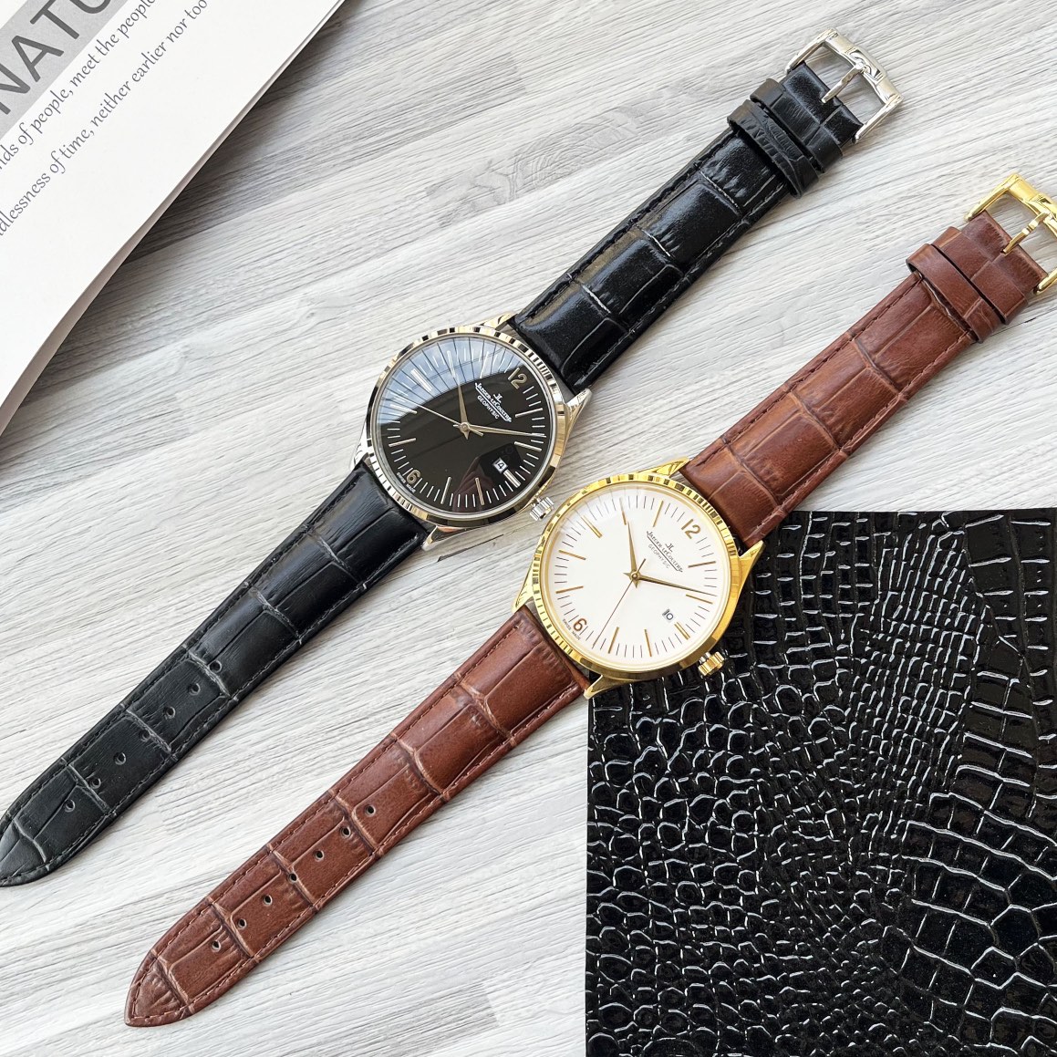 Luxury White Gill 1197 Gold Steel Belt Watch with Sapphire Face. - 图片 5