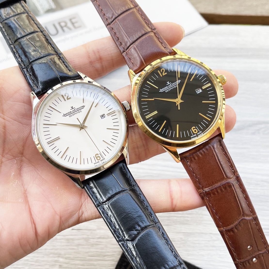 Luxury White Gill 1197 Gold Steel Belt Watch with Sapphire Face. - 图片 4