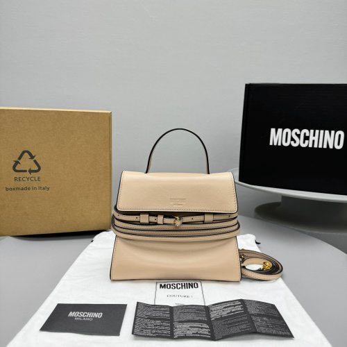 Moschino Tie Me Small Top Handle Bag - Lambskin Leather, Apricot Color 1 Moschino Tie Me Small Top Handle Bag - Lambskin Leather, Apricot Color
