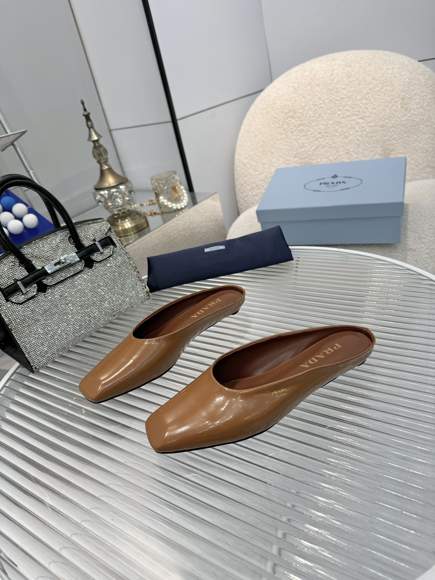 NO:238819,Pujia 2025 spring new product, 35-42--, semi-travel, prada19860909普家2025春款新品,35-42--,半拖,prada,Women's Shoes