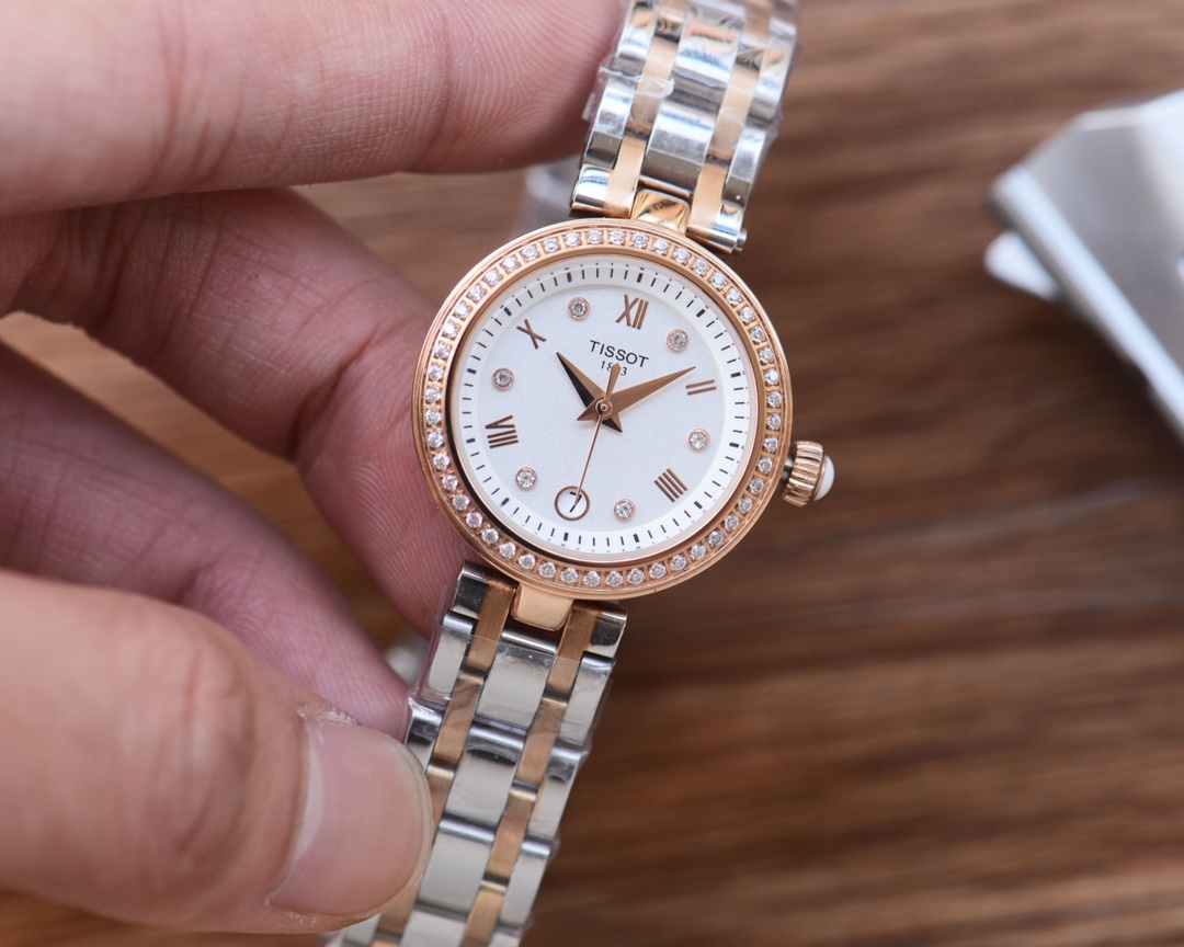 “Ms. TISSOT’s Classic White Gold Drill Wristwatch with Sapphire Mirror” - 图片 7