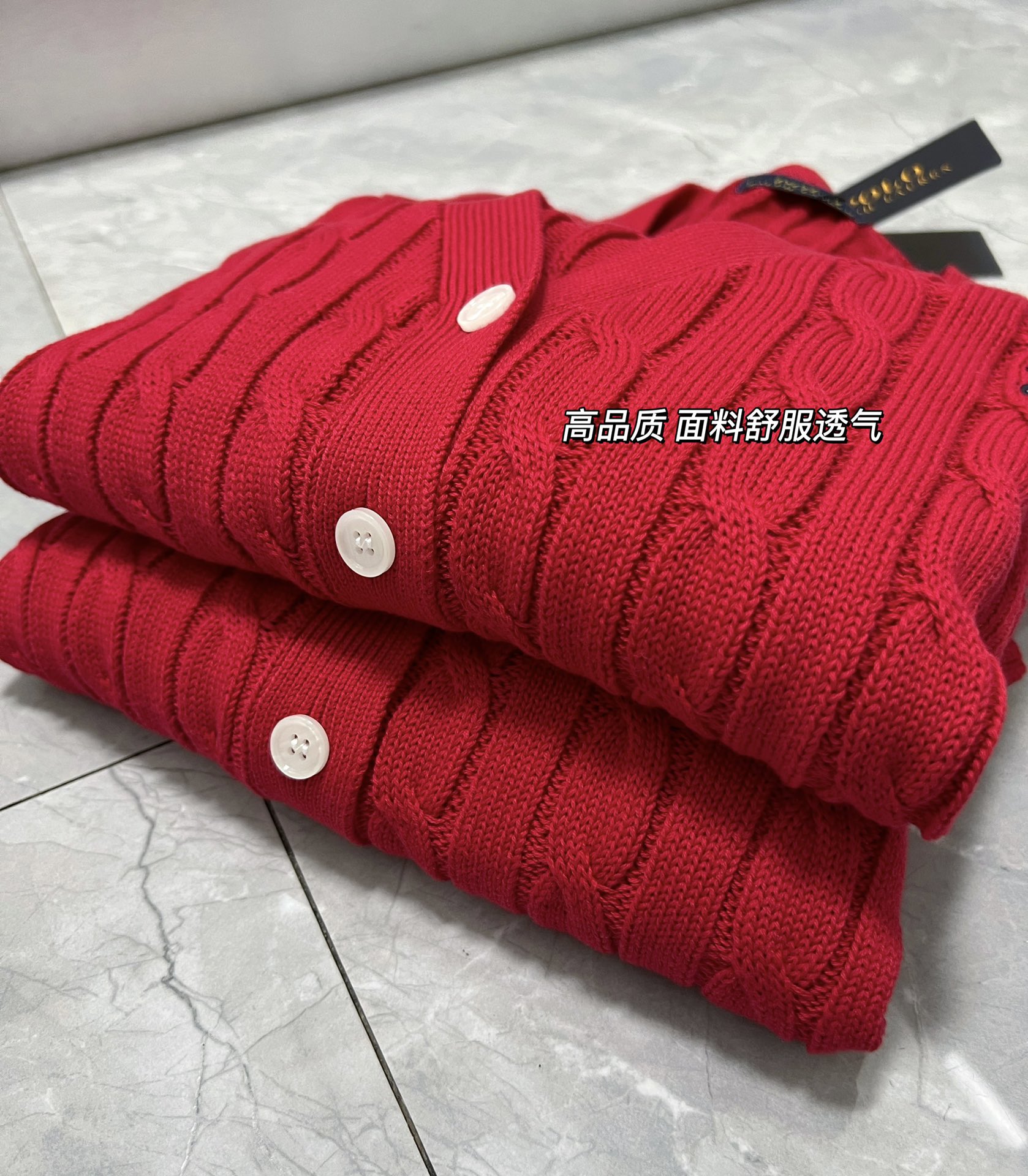 קרדיגן Ralph Lauren אדום קלסי V מלא ברודרי סוסיות לחג וחמימות 9 i1734600573 6132 7