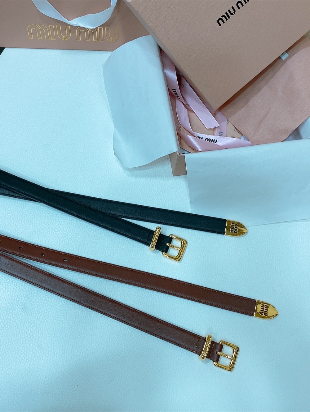 [Miu Miu Belts]Miumiu counter new styleThis leather belt is ideal for a chi