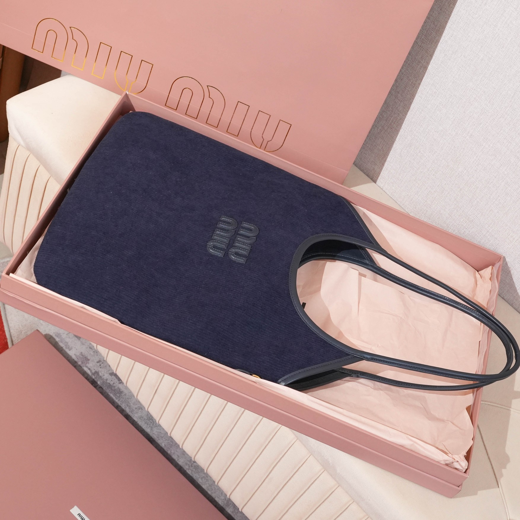 NO:584467,5BG231 (corduroy navy blue) more detailed pictures, MIUMIU, miumiu198609095BG231（灯芯绒海军蓝） 更多细节图,MIUMIU,miumiu,Bag