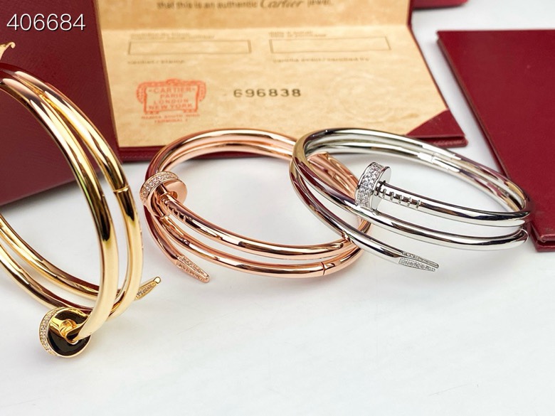 Cartier 卡地亚Cartier双层钉子光面手镯 精益求精里里外外 亚金材质 玫瑰金 白金 黄金