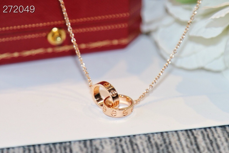 Cartier 精工版本主推款 Love卡地亚无钻双环项链