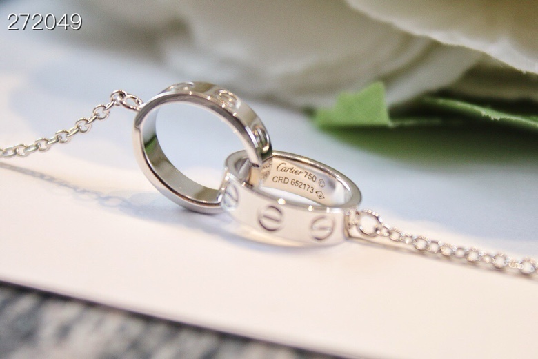 Cartier 精工版本主推款 Love卡地亚无钻双环项链