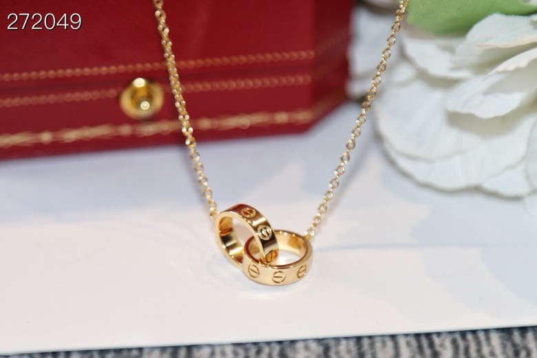 Cartier 精工版本主推款 Love卡地亚无钻双环项链