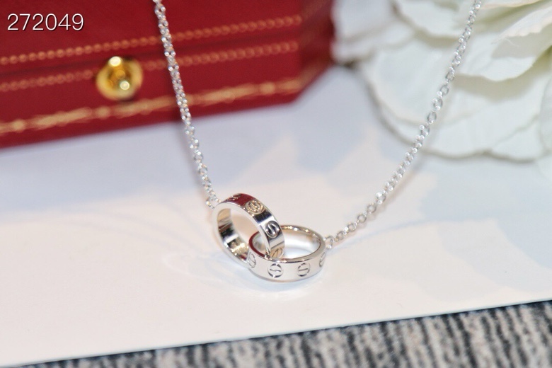 Cartier 精工版本主推款 Love卡地亚无钻双环项链