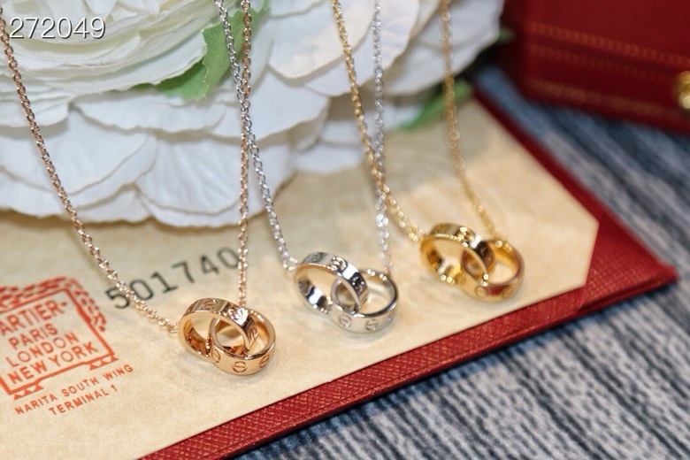 Cartier 精工版本主推款 Love卡地亚无钻双环项链