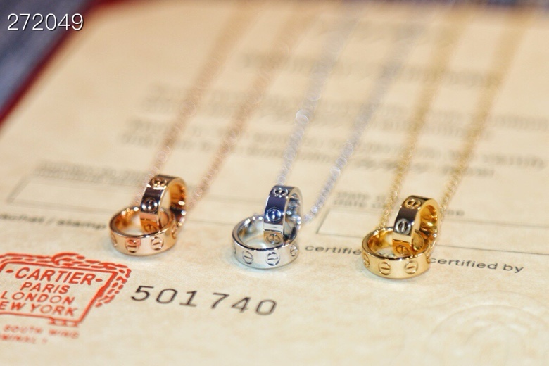 Cartier 精工版本主推款 Love卡地亚无钻双环项链