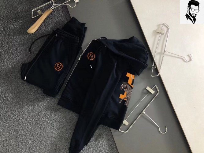Hermès طقم رياضي رجالي أسود كاجوال مريح قطن روما عالي الجودة 1 Hermès طقم رياضي رجالي أسود كاجوال مريح قطن روما عالي الجودة