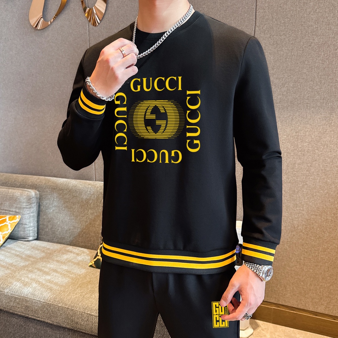 Gucci 2024 Men's Black Cotton Sweatshirt and Pants Set - Elegant & Comfortable 6 i1734874618 613 4
