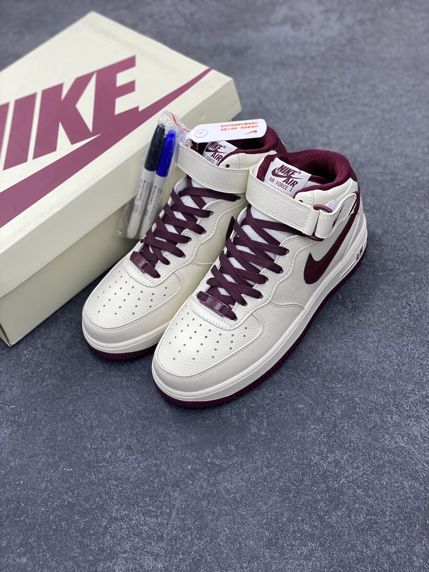 图片[8]-小红书爆款  Nike Air Force 1 MID “米酒红”配色高帮空军一号休闲板鞋 定制皮料 原楦原纸板 纯正空军版型 高清洁度 内置全掌气垫  货号：PA0920-008 尺码：36 36.5 37.5 38 38.5 39 40 40.5 41 42 42.5 43 44 44.5 45-选品中心