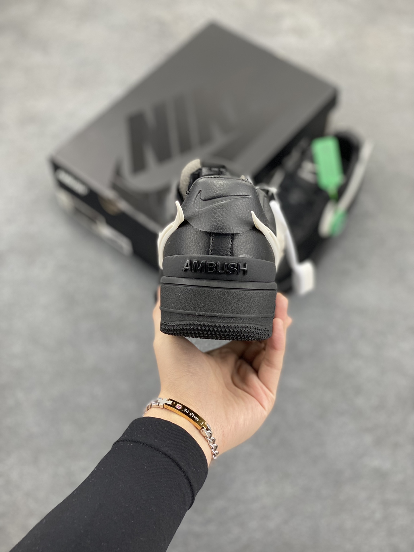 图片[4]-HY版本💯 韩裔美籍设计师Yoon Ahn主理时尚品牌AMBUSH x Nike Air Force 1 Low SP\”Phantom\”空军一号宽底版系列低帮百搭休闲运动板鞋“联名黑白大钩” 原楦头原纸板 打造纯正空军版型 专注外贸渠道 全掌内置蜂窝气垫 原盒配件 原厂中底钢印、拉帮完美 货号：DV3464-001 尺码：35.5 36 36.5 37.5 38 38.5 39 40 40.5 41 42 42.5 43 44 44.5 45 46 47-选品中心