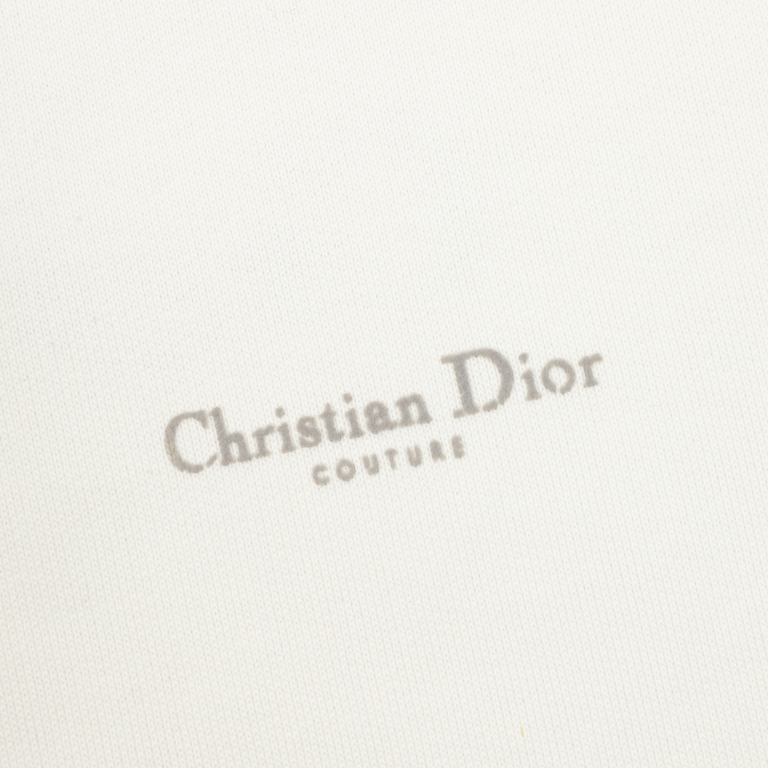 DIOR/迪奥 字母徽标印花白色拼接卫衣 经典CD字母徽标印花设计的白色卫衣