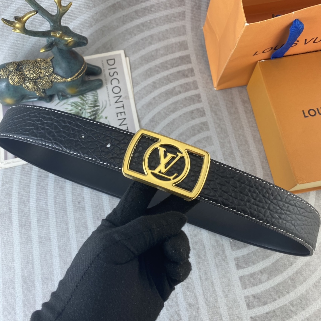 LV💕 特种皮腰带系列 ，原厂五金精品不锈钢扣，手感柔软舒适 宽3.8CM。